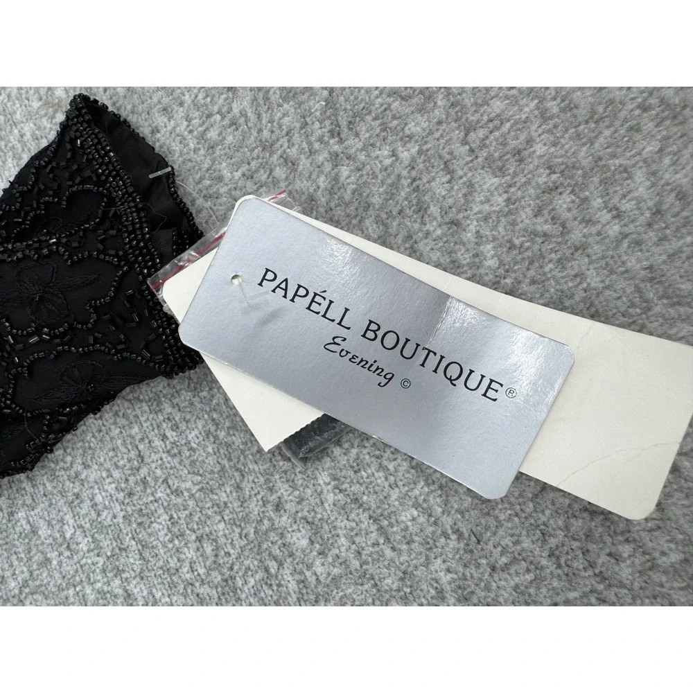 New Papell Boutique Evening Party Jacket Size 2X Black Fully Beaded Open Front